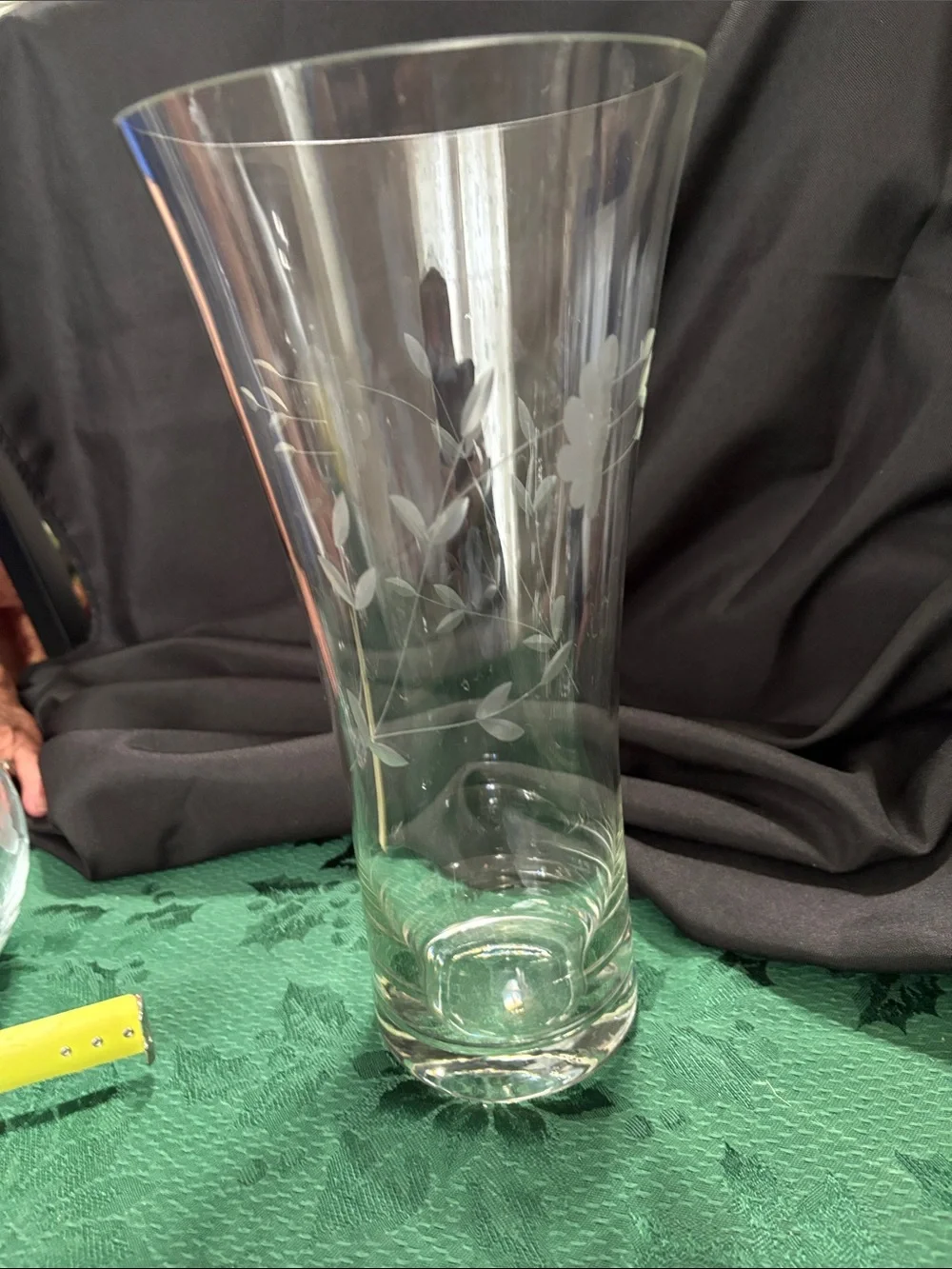Vintage Princess House Heritage 12” Flared Etched Floral Crystal Vase